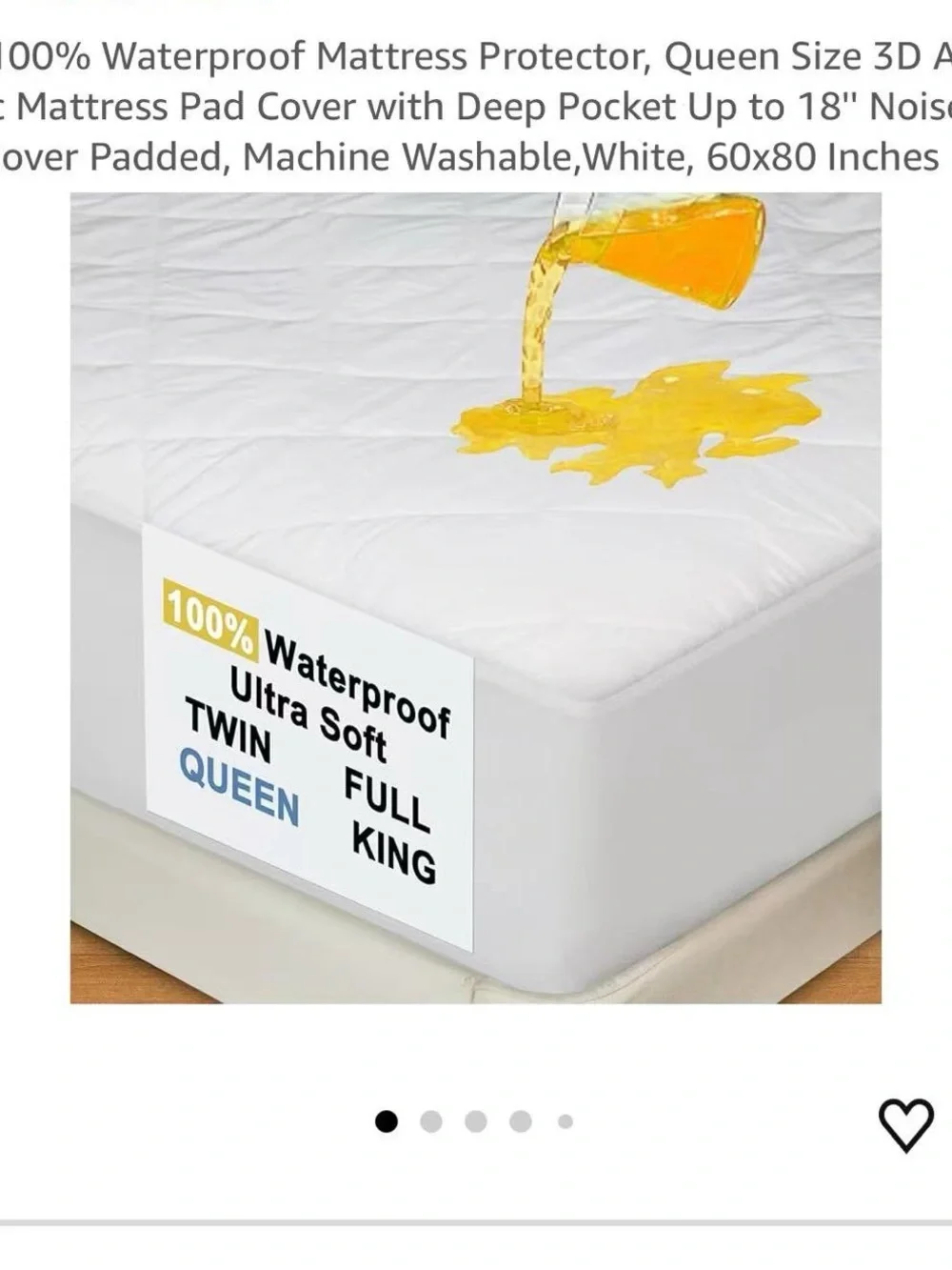 Queen Size 100% Waterproof White Queen Mattress Protector - Ultra Soft